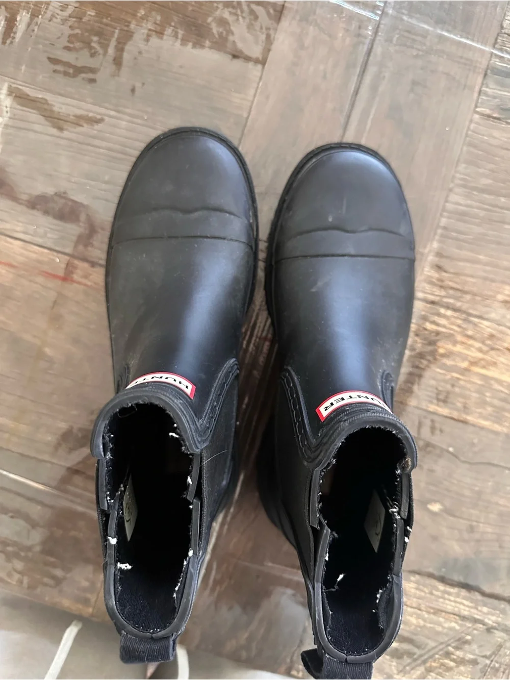 Hunter Black Chelsea Short Rain Boot with Logo Trim